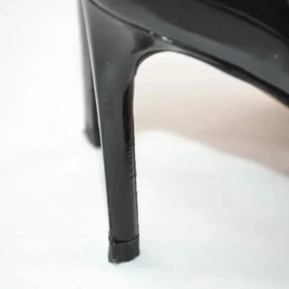 Kate Spade Black Patent Leather D'Orsay Minimal Open Toe Kitten Heels Pumps 8.5 - Picture 9 of 10